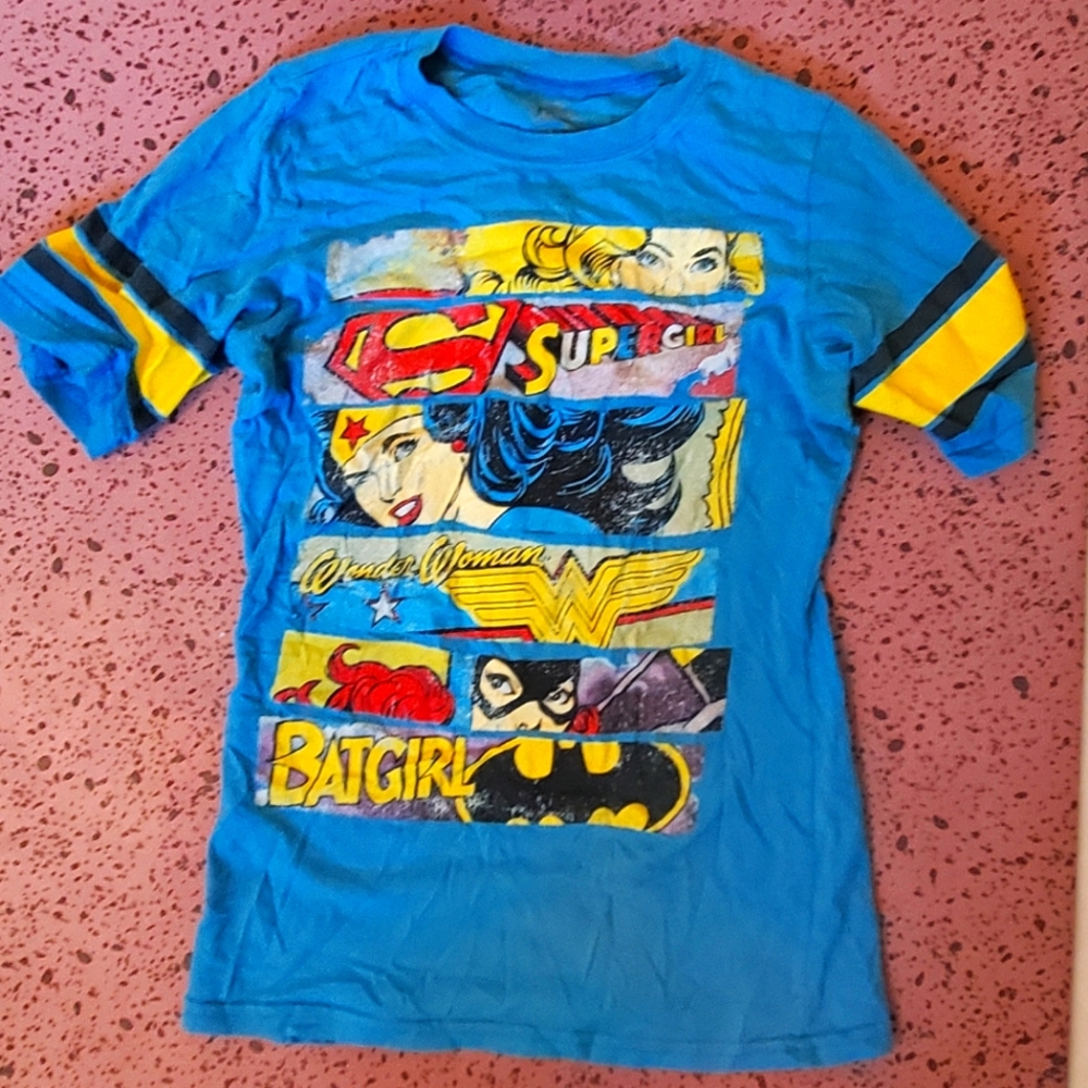 DC Supergirl, Wonder Woman, Batgirl Bright Blue Women's T-Shirt, 100% Cotton